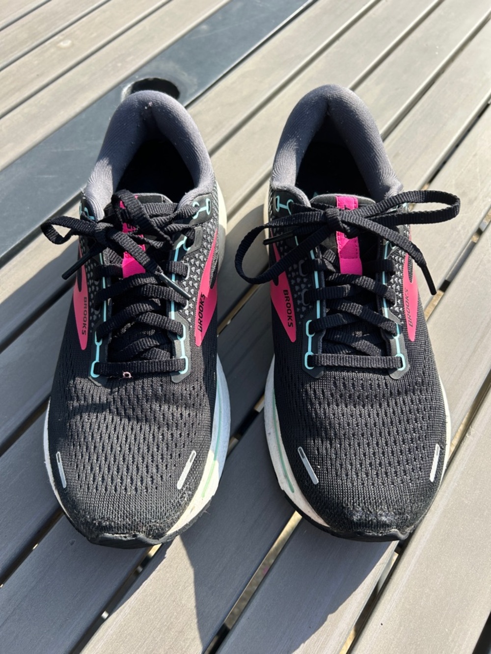 Brooks Women's Black Running Sneakers with Pink and Teal Accents
